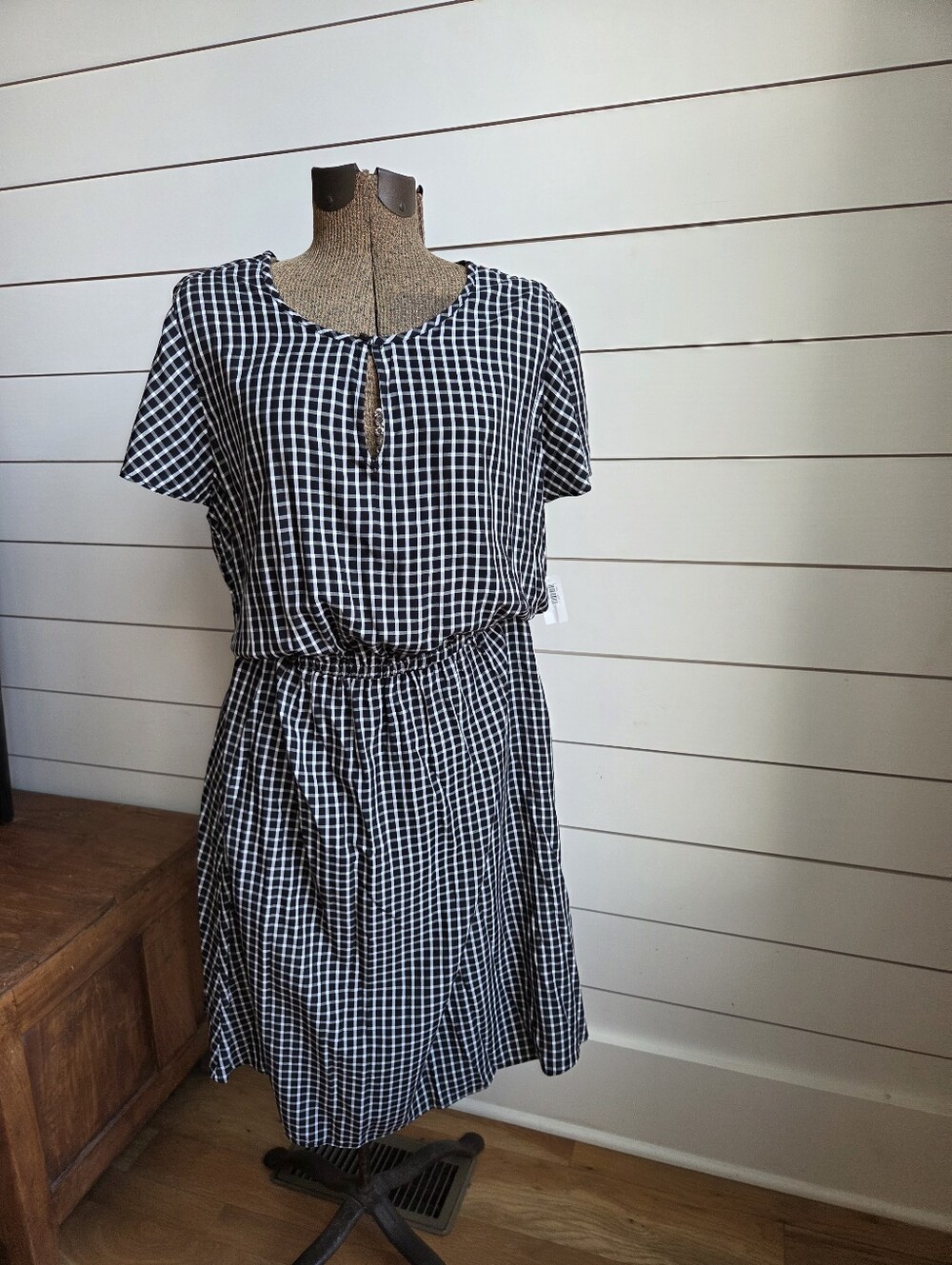 Old Navy Black and White Checked Midi Dress